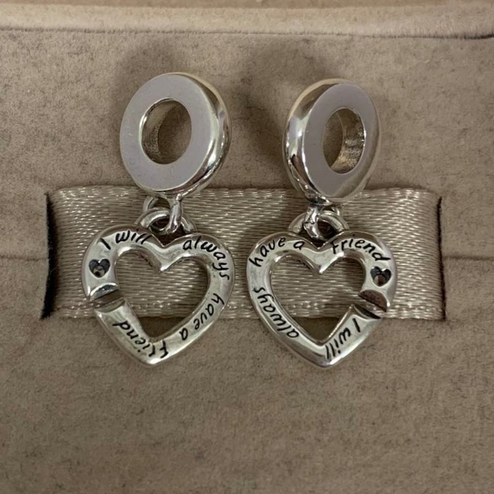 Pandora Linked Sister Hearts Split Dangle Charm